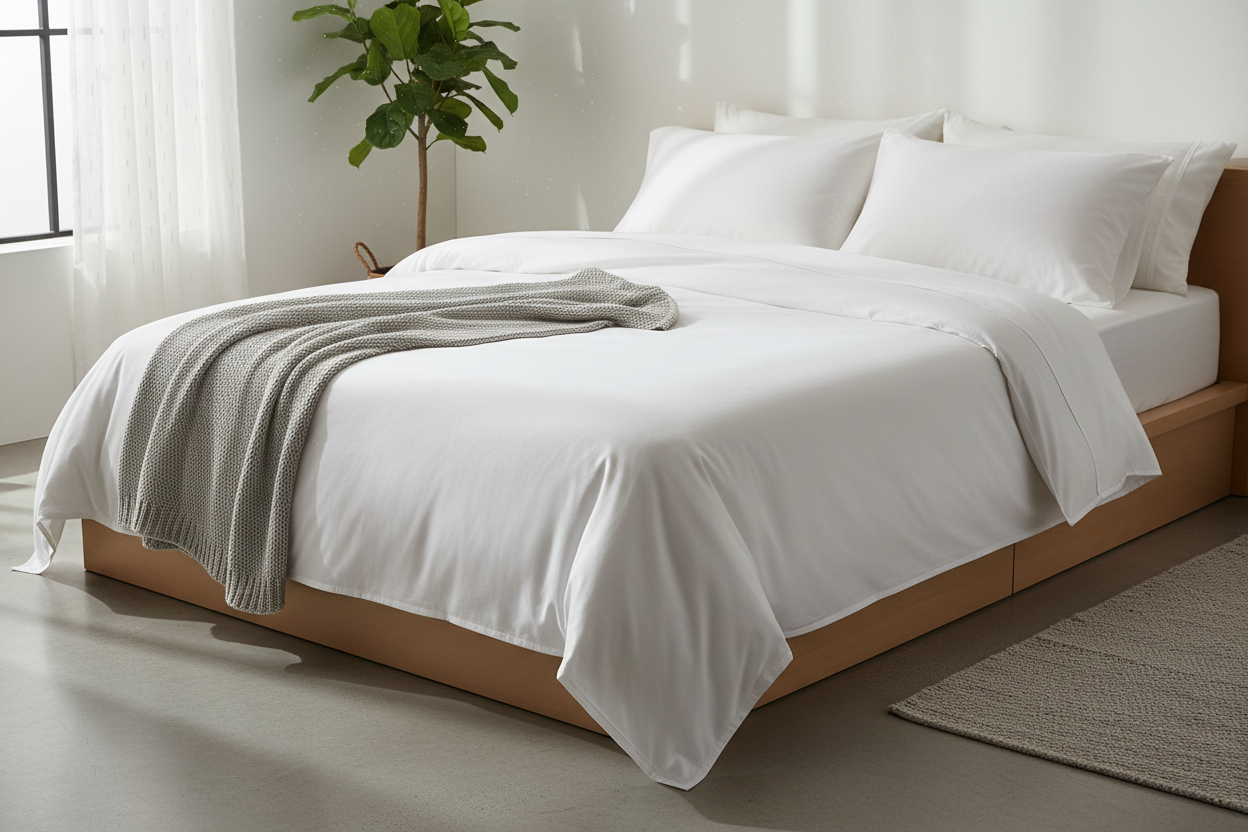 Sabana de Cama blanche sur un lit moderne
